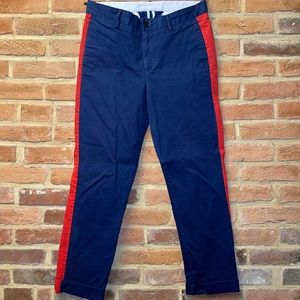 Navy blue chinos with red stripe on the side - CK